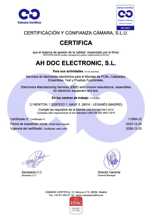 2023 CERTIFICADO INI 9001 AH DOC ELECTRONIC, S.L.
